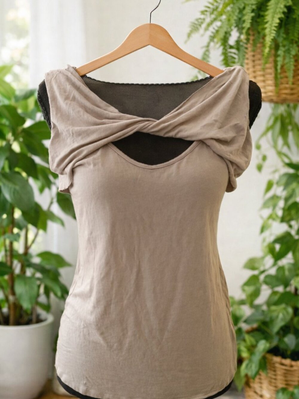 LAmade Taupe Twisted Front Tank Top NWT Small Must Have